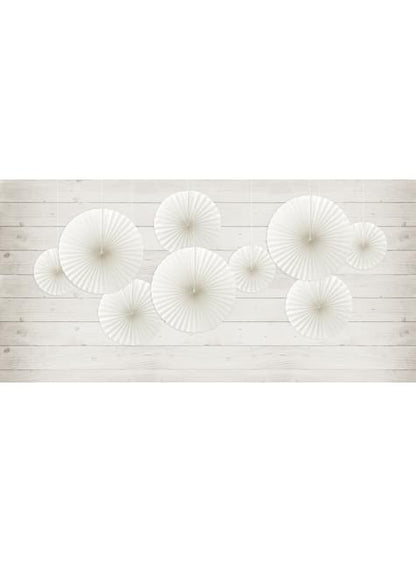3 abanicos de papel decorativos blanco roto - Partydeco | Funidelia