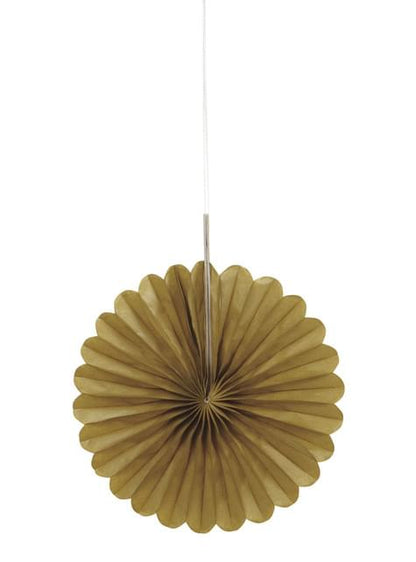3 Abanicos de papel decorativos dorados (15,2 cm) - Línea Colores Básicos - Unique | Funidelia