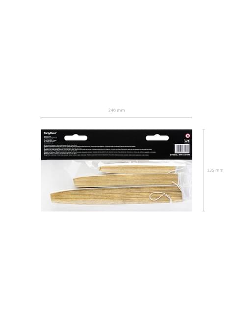3 abanicos de papel decorativos dorados - Partydeco | Funidelia