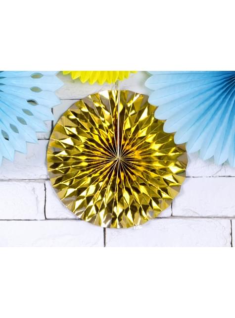 3 abanicos de papel decorativos dorados - Partydeco | Funidelia