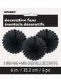 3 Abanicos de papel decorativos negros (15,2 cm) - Línea Colores Básicos - Unique | Funidelia