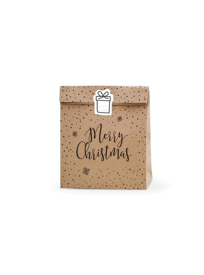 3 bolsas de regalo de papel Kraft “Merry Christmas“ - Merry Xmas Collection - Partydeco | Funidelia