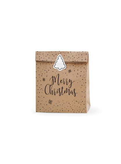 3 bolsas de regalo de papel Kraft “Merry Christmas“ - Merry Xmas Collection - Partydeco | Funidelia