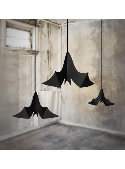 3 colgantes decorativos de murciélagos - Halloween
