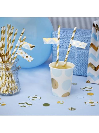 30 pegatinas para pajitas azul y dorado - Pattern Works Blue - Neviti | Funidelia
