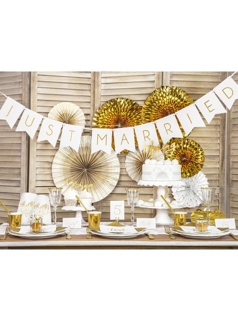 4 abanicos de papel decorativos blancos