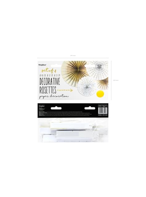 4 abanicos de papel decorativos blancos