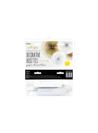 4 abanicos de papel decorativos blancos