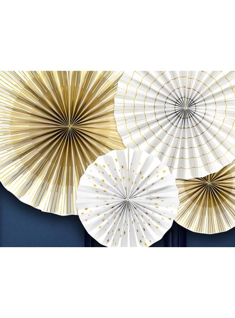 4 abanicos de papel decorativos blancos