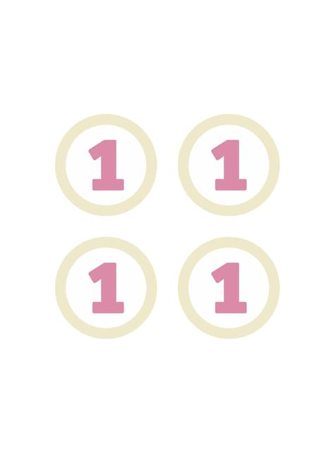 4 elementos decorativos para mesa 1st Birthday rosas - Pink First Birthday - Partydeco | Funidelia