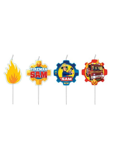 4 mini velas de Sam El Bombero (7,3 cm)