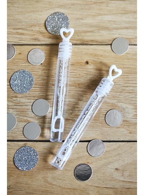 48 botes de pompas de jabón con forma de corazón blanco