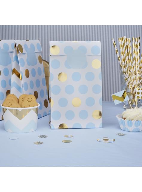 5 bolsas de lunares azules y dorados - Pattern Works Blue