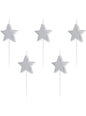5 velas de estrellas con purpurina plateadas - Partydeco | Funidelia