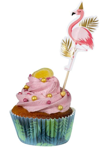 50 cápsulas de cupcakes con hojas de palmera - Flamingo Party - Boland | Funidelia