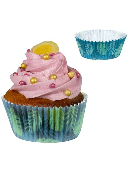50 cápsulas de cupcakes con hojas de palmera - Flamingo Party - Boland | Funidelia