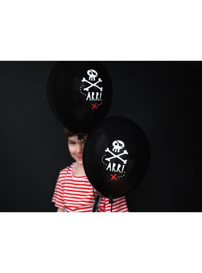 50 globos de látex con calavera pirata negro (30 cm) - Pirates Party - Partydeco | Funidelia