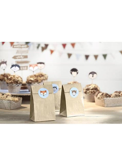 6 bolsas de papel Kraft con pegatinas - Woodland - Partydeco | Funidelia