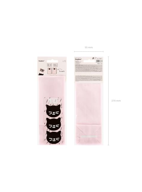6 bolsas rosas de papel con pegatinas de gatos - Meow Party - Partydeco | Funidelia