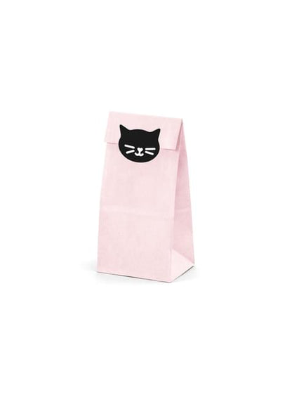 6 bolsas rosas de papel con pegatinas de gatos - Meow Party - Partydeco | Funidelia