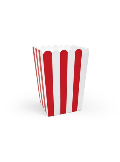 6 cajas de palomitas rojas con rayas de papel - Pirates Party