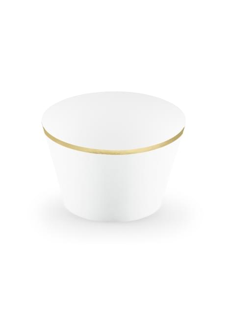 6 cápsulas para cupcakes blanco con borde dorado - First Communion - Partydeco | Funidelia