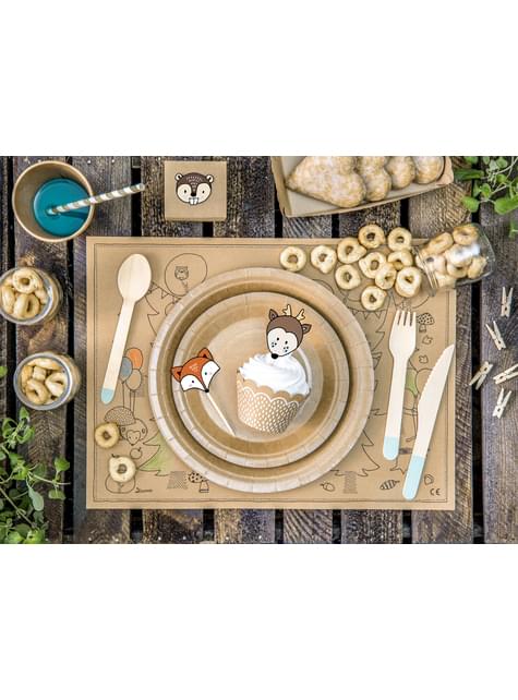 6 cápsulas para cupcakes de papel Kraft - Woodland - Partydeco | Funidelia