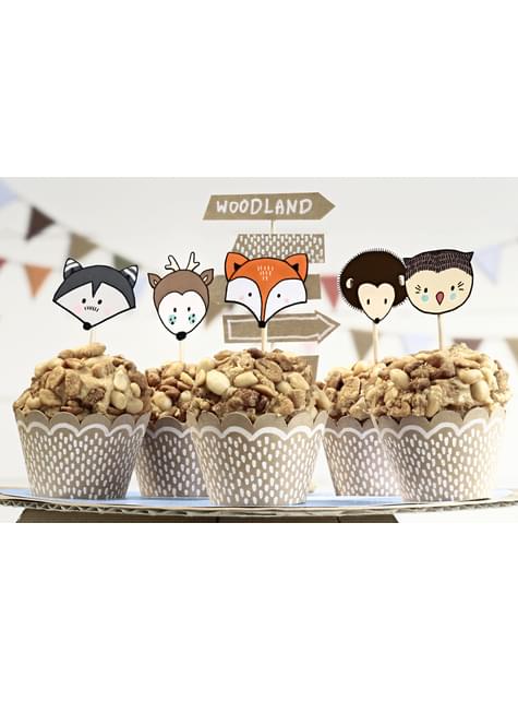 6 cápsulas para cupcakes de papel Kraft - Woodland - Partydeco | Funidelia