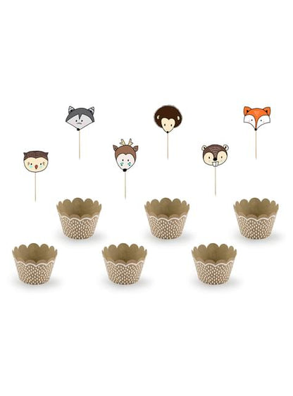 6 cápsulas para cupcakes de papel Kraft - Woodland - Partydeco | Funidelia