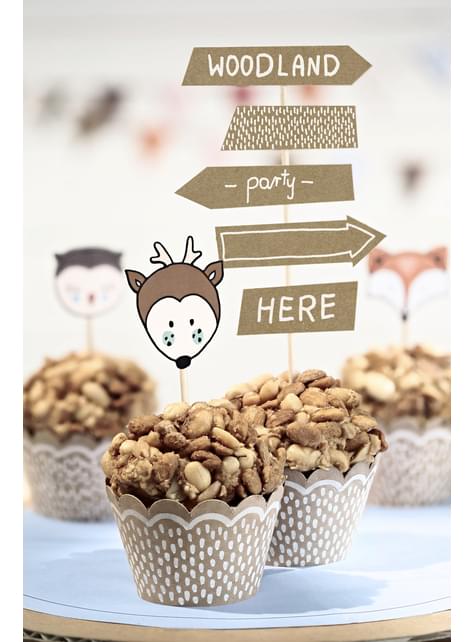 6 cápsulas para cupcakes de papel Kraft - Woodland - Partydeco | Funidelia