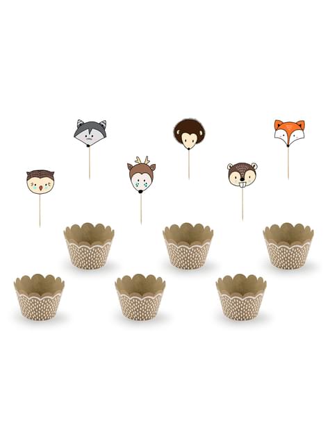 6 cápsulas para cupcakes de papel Kraft - Woodland - Partydeco | Funidelia