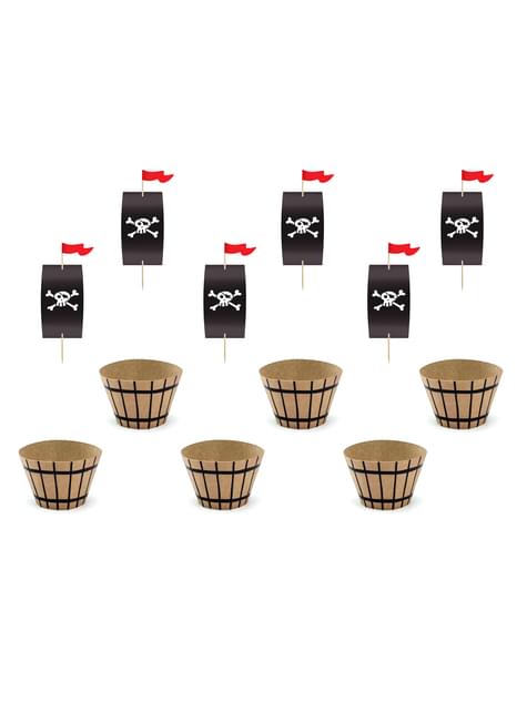 6 cápsulas para cupcakes piratas variados de papel - Pirates Party - Partydeco | Funidelia