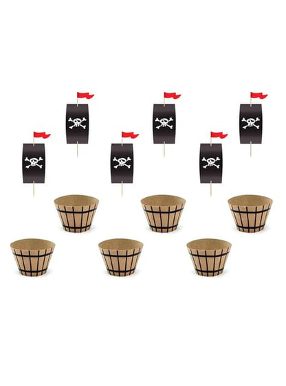 6 cápsulas para cupcakes piratas variados de papel - Pirates Party - Partydeco | Funidelia
