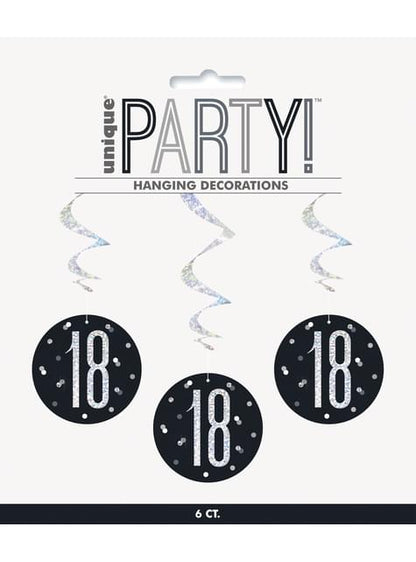6 espirales colgantes “18“ años - Black & Silver Glitz - Unique | Funidelia