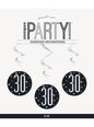 6 espirales colgantes “30“ años - Black & Silver Glitz - Unique | Funidelia