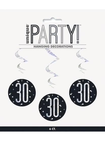 6 espirales colgantes “30“ años - Black & Silver Glitz - Unique | Funidelia
