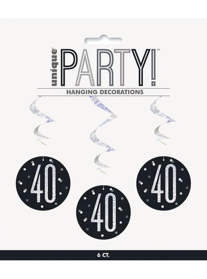 6 espirales colgantes “40“ años - Black & Silver Glitz - Unique | Funidelia