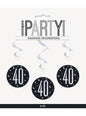 6 espirales colgantes “40“ años - Black & Silver Glitz - Unique | Funidelia