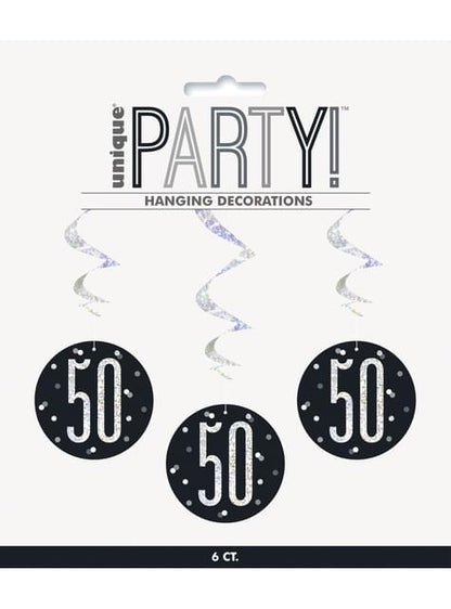 6 espirales colgantes “50“ años - Black & Silver Glitz - Unique | Funidelia