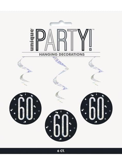 6 espirales colgantes “60“ años - Black & Silver Glitz - Unique | Funidelia