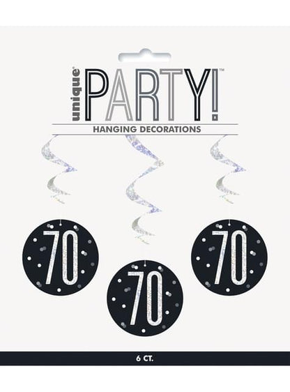 6 espirales colgantes “70“ años - Black & Silver Glitz - Unique | Funidelia