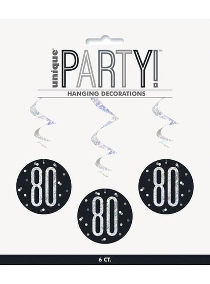 6 espirales colgantes “80“ años - Black & Silver Glitz - Unique | Funidelia