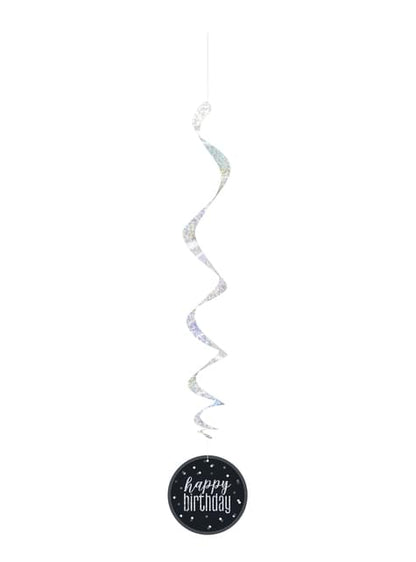 6 espirales colgantes “Happy Birthday“ - Black & Silver Glitz - Unique | Funidelia
