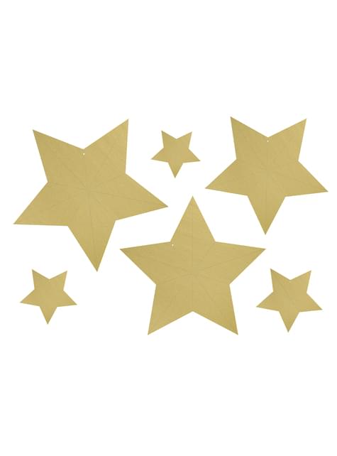 6 estrellas colgantes variadas doradas - Christmas