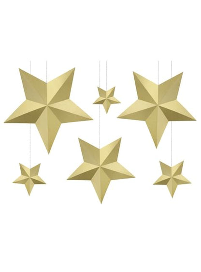 6 estrellas colgantes variadas doradas - Christmas