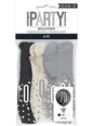 6 globos “70“ años negro, plateado, blanco (30cm) - Black & Silver Glitz - Unique | Funidelia