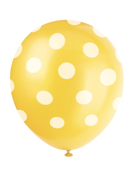 6 globos amarillos con topos blancos (30 cm) - Unique | Funidelia