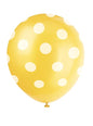 6 globos amarillos con topos blancos (30 cm) - Unique | Funidelia