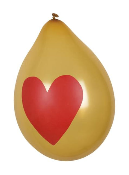 6 globos amor con corazones dorados (25 cm) - Boland | Funidelia