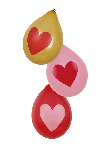 6 globos amor con corazones dorados (25 cm) - Boland | Funidelia